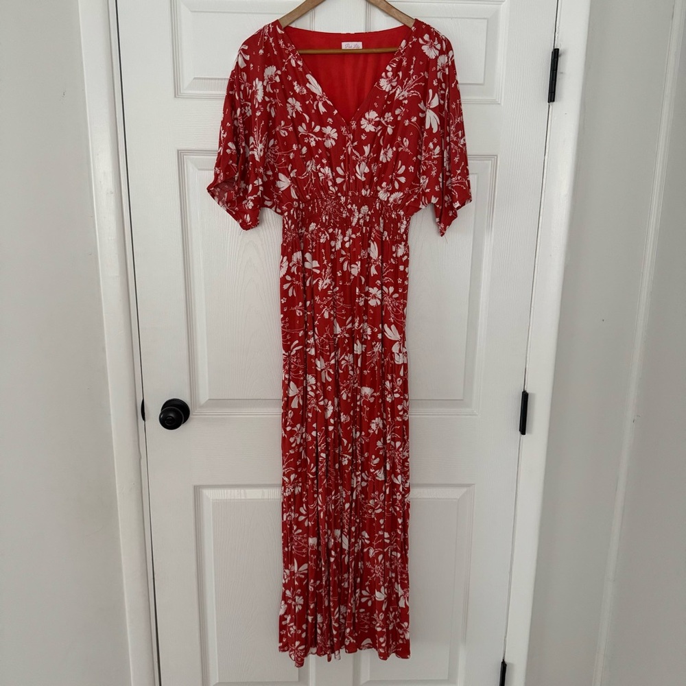 Pink Lily burnt orange and white floral dress